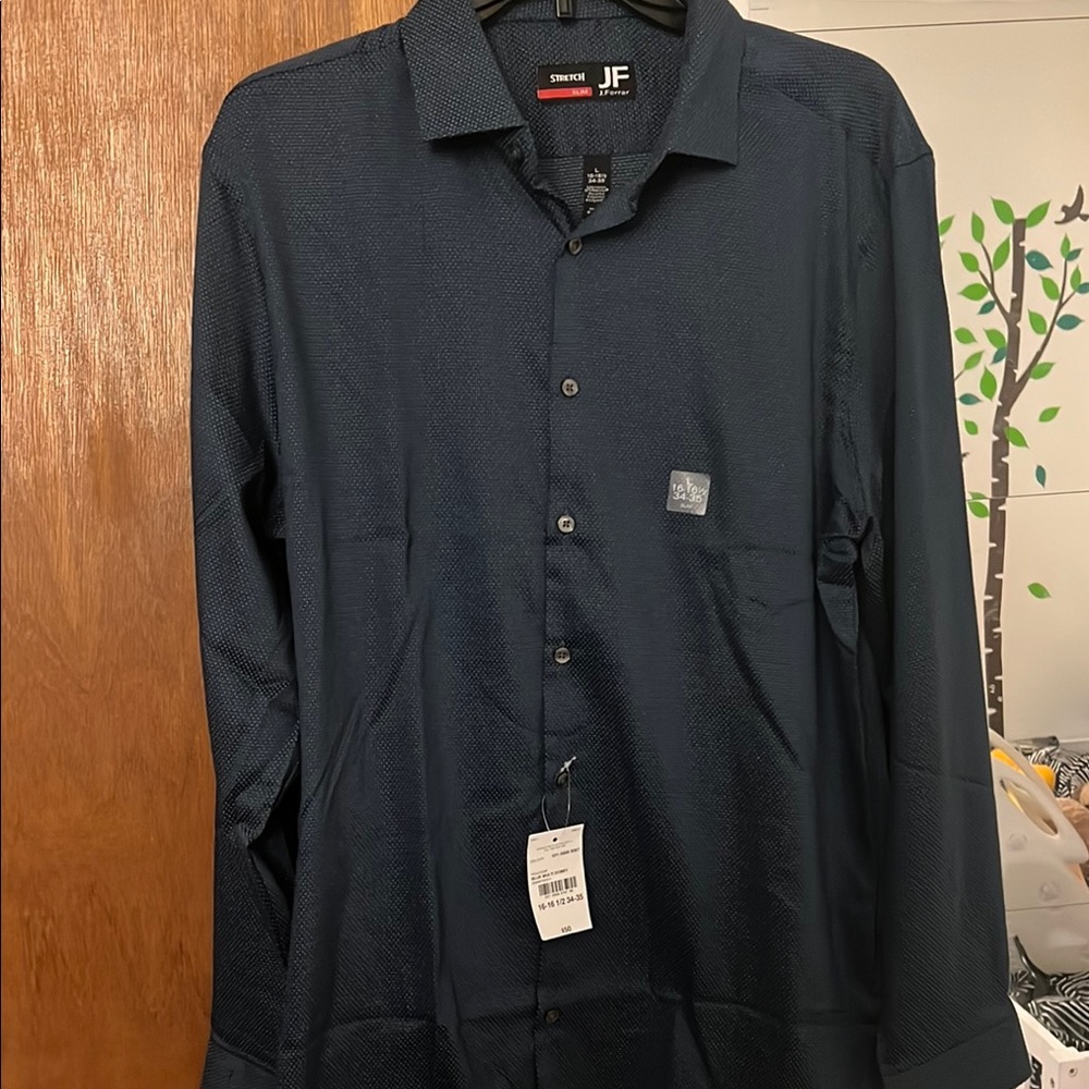 jf j.ferrar Men's Navy  Shirt sleeve length 34-35